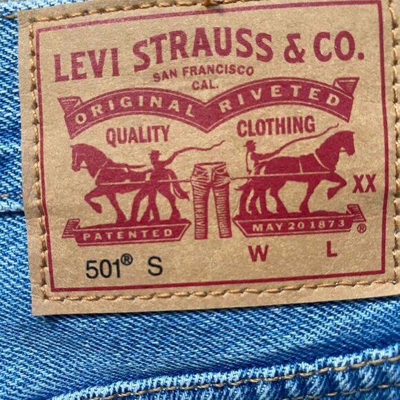 Levi's 501 Skinny Ripped Jeans Men 28x30 Button Fly Blue Distressed Punk Grunge - Picture 11 of 13